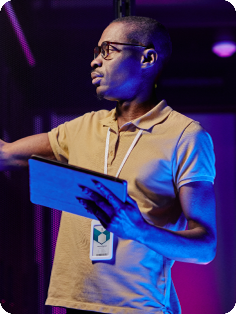 Developer presenting at a meetup