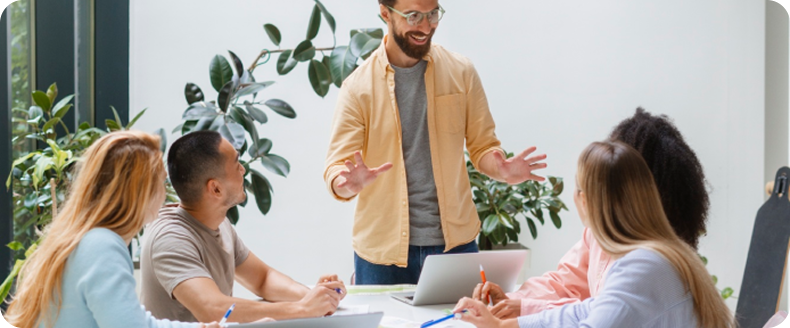 Team collaborating in an office